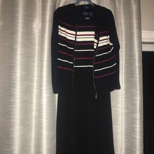 Crazy horse /Liz Claiborne sweater dress sleeveless matching zip up cardigan xl